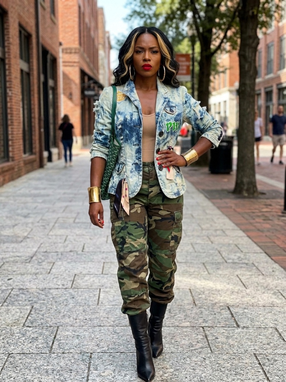 Custom Eagles Light Wash Blue Distressed Denim Blazer - Women's Jacket
